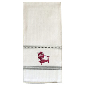 ADK/Muskoka Chair Red Premium Embroidered Kitchen Towels..Min 12.