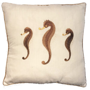 Seahorse  Embroidered Linen Weave Pillow Min 2