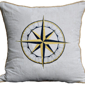 Compass Embroidered Linen Weave Pillow Min 2