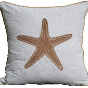 Starfish Embroidered Linen Weave Pillow Min 2