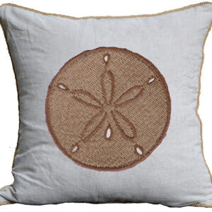 Sand Dollar Embroidered Linen Weave Pillow Min 2