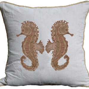 Seahorse Embroidered Linen Weave Pillow Min 2