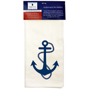 Navy Anchor Flour Sack Tea Towels.Min 12.