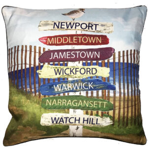 Rhode Island 7 Name Driftwood Signs Outdoora TM Pillow 18″ x 18″. Min 4