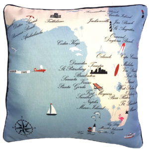 Florida Destination Pillow 18×18 Outdoora Fabric By Taylor & Co.. Min 2