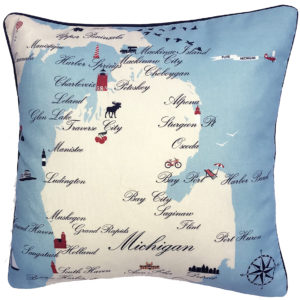 Michigan Destination Pillow 18″ Outdoora. By Taylor & Co. Min 2