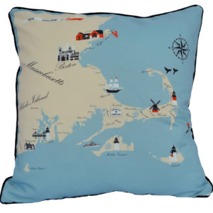 New England Destination Pillow 18×18 Outdoora Fabric By Taylor & Co.. Min 2