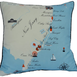 New Jersey Destination Pillow 18×18 Outdoora Fabric By Taylor & Co.. Min 2