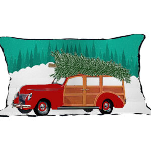 Christmas Woody Pillow Outdoora TM Fabric. Indoor/Outdoor.13″ x 22″. Min 2