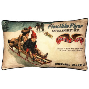 Sleigh Vintage Pillow Outdoora TM Fabric. Indoor/Outdoor.13″ x 22″. Min 2