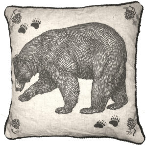 Bear Rustic Pillow Outdoora TM Fabric. Indoor/Outdoor.18″ x 18″. Min 2