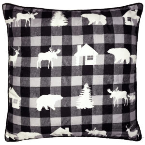 Buffalo Check Grey Pillow Outdoora TM Fabric. Indoor/Outdoor.18″ x 18″. Min 2