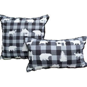 Buffalo Check Grey Oblong Pillow Outdoora TM Fabric. Indoor/Outdoor.13″ x 22″. Min 2