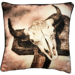 Horse Skull Pillow Outdoora TM Fabric. Indoor/Outdoor.18″ x 18″. Min 2