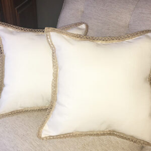 Farmhouse Taylor Decorative Pillow Covers Pack of 2. Burlap Linen Trim. 18×18.. Min 2