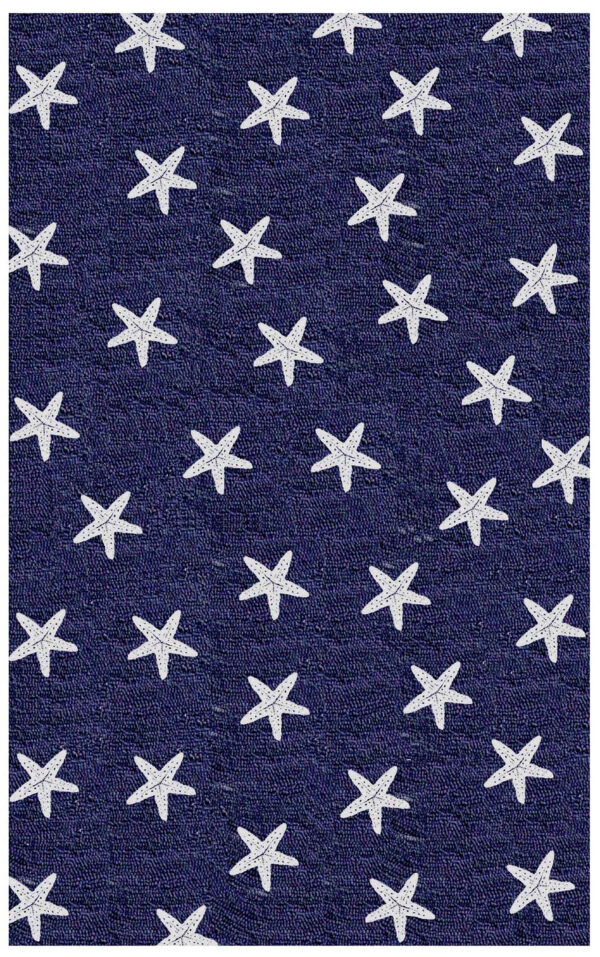 Navy Starfish 5' x 8' Hooked Rug