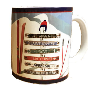 Mugs 11 Oz in open front Gift Box. Custom 6 Name Ski Signs. Min 72 for Custom