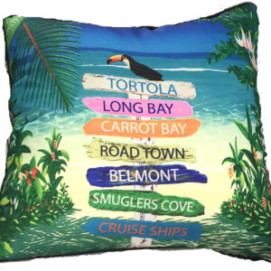 Pillows Custom 7 Name Tropical Signs. Outdoora TM Fabric. Indoor/Outdoor. 18″ x18″ . Min 30 For Custom.