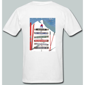 T-Shirt Custom 6 Names Ski Signs. 100% Cotton Gildan 500 Series. Min 48 Assorted (12xl, 12l, 12m 12s)