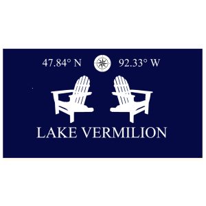 Beach Towels Custom ADK Chairs Coordinates (White Chairs Blue Background) . 100% Cotton.(Min 30 Pieces for Custom)