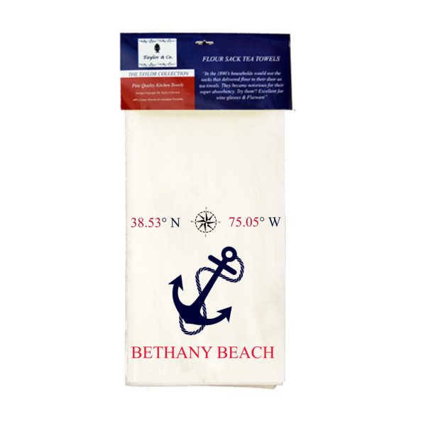 Flour SackTea Towels - Anchor Coordinates Name Drop . 100% Cotton. By Taylor & Co Min 72