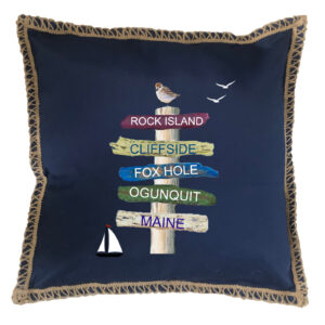 Custom 5 Name Harbor Signs. New Burlap Lace Trim Linen Weave Pillows Trim. 18″ x 18″