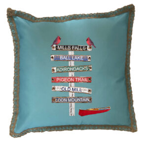 Custom 6 Name Lake Signs. New Burlap Lace Trim Linen Weave Pillows Trim. 18″ x 18″