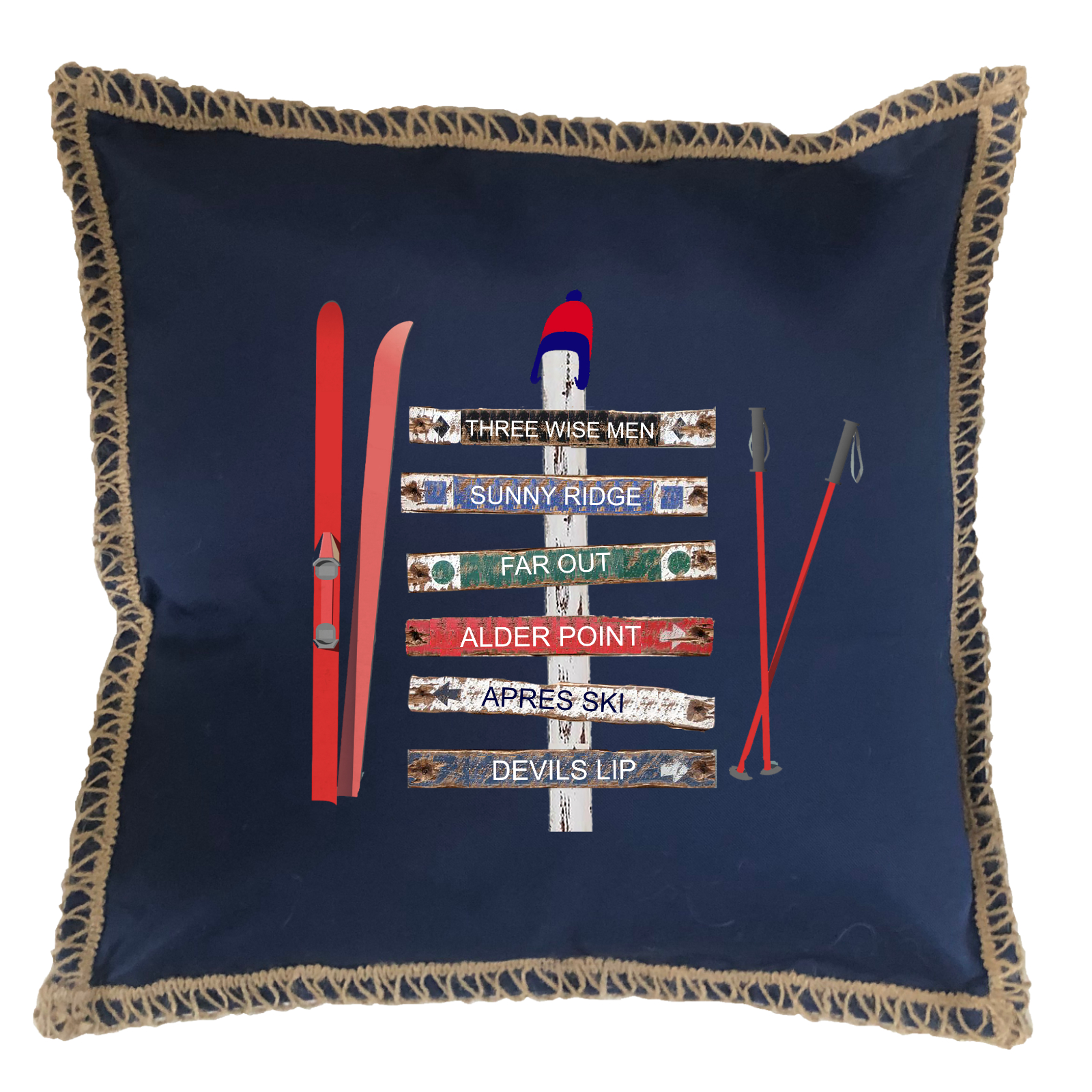 Ski Run Pillows Custom Names