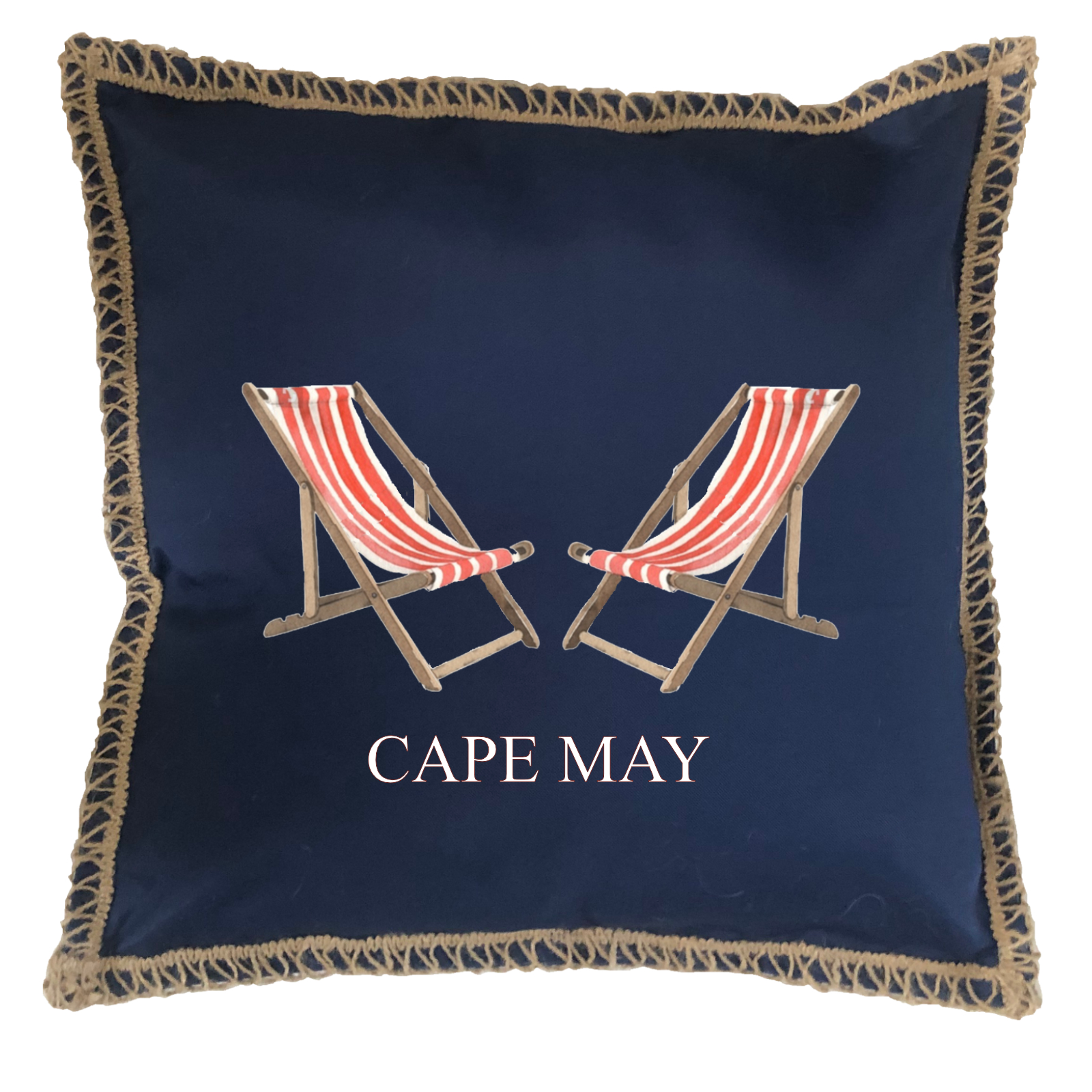 Custom Beach Chairs New Burlap Lace Trim Linen Weave Pillows Trim. 18" x 18" - Image 2
