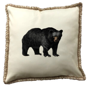 Bear Burlap Lace Trim Linen Weave Pillows Trim. 18″ x 18″