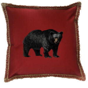 Bear Burlap Lace Trim Linen Weave Pillows Trim. 18″ x 18″