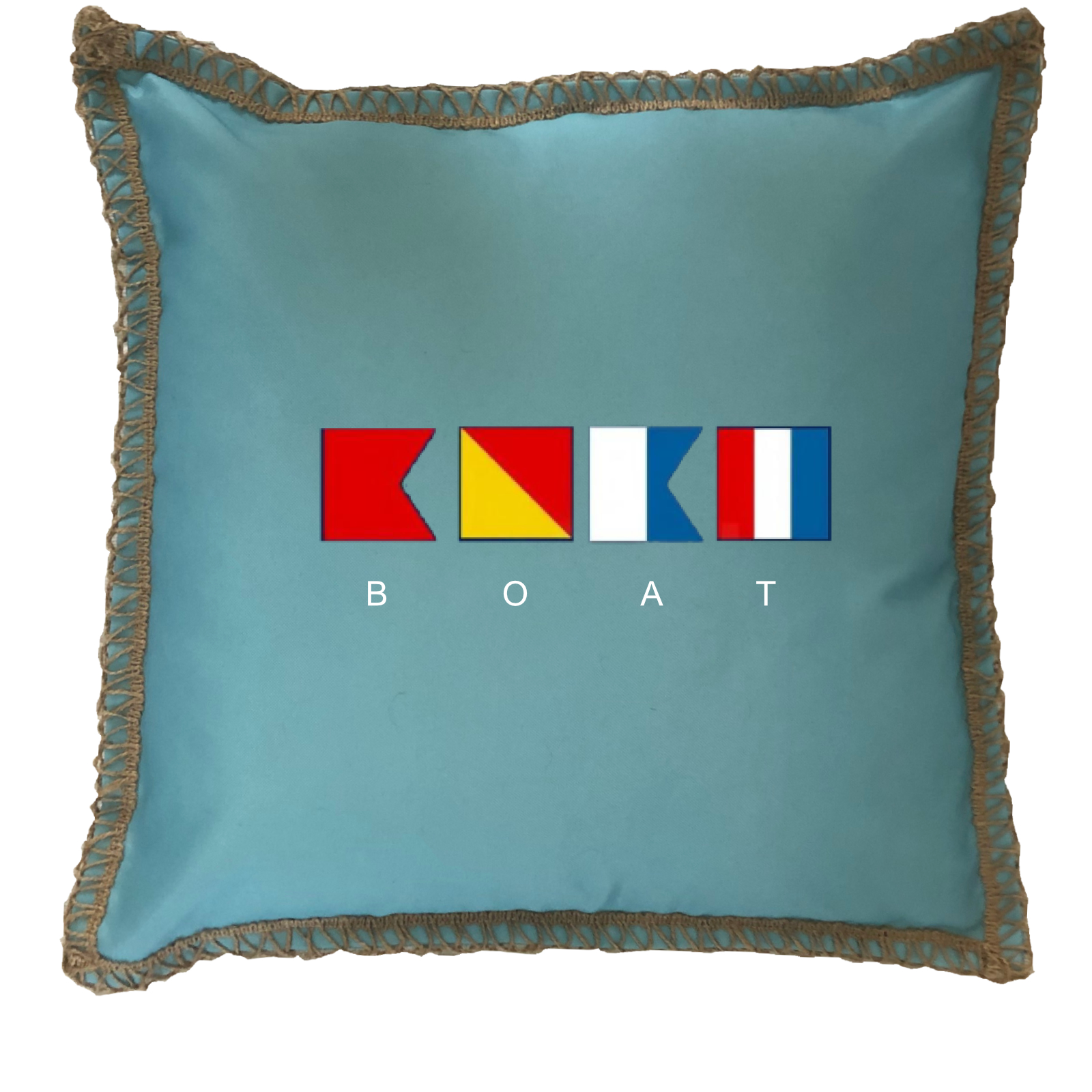 Nautical Flags Boat Burlap Lace Trim Linen Weave Pillows Trim. 18" x 18" - Image 2