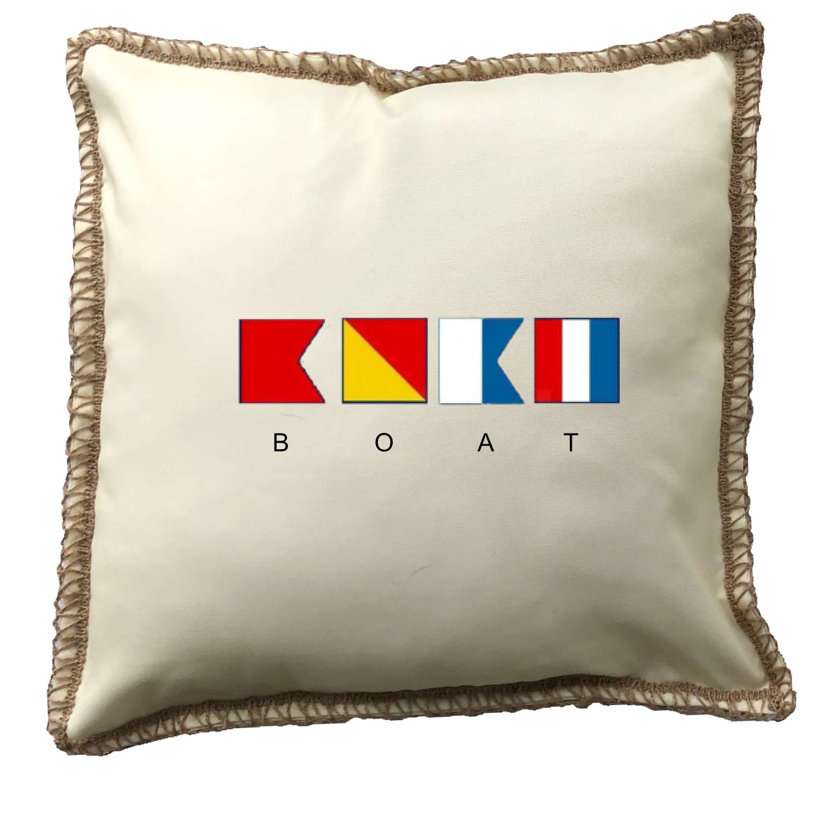 Nautical Flags Boat Burlap Lace Trim Linen Weave Pillows Trim. 18" x 18" - Image 3