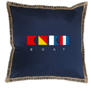 Nautical Flags Boat Burlap Lace Trim Linen Weave Pillows Trim. 18″ x 18″