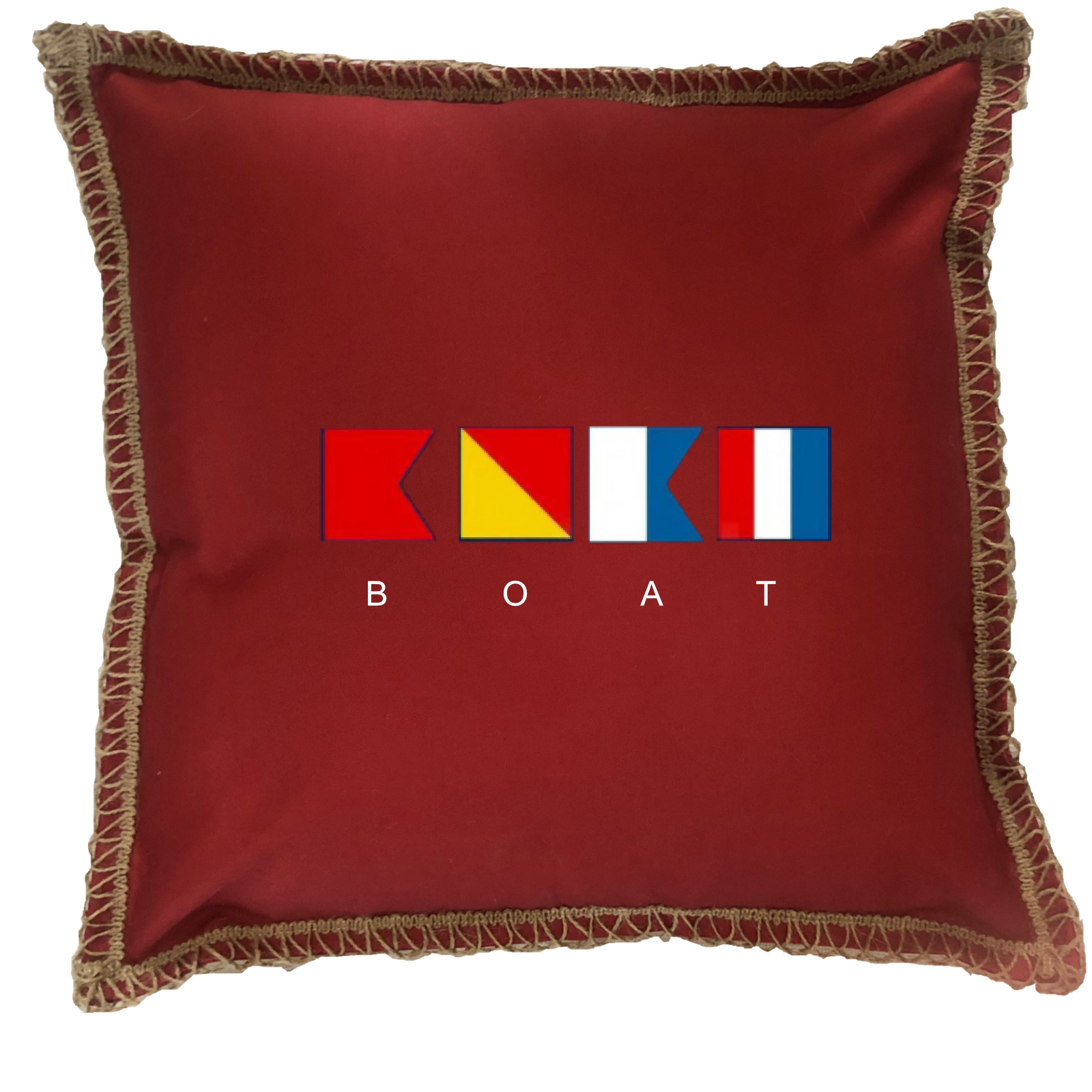 Nautical Flags Boat Burlap Lace Trim Linen Weave Pillows Trim. 18" x 18" - Image 4