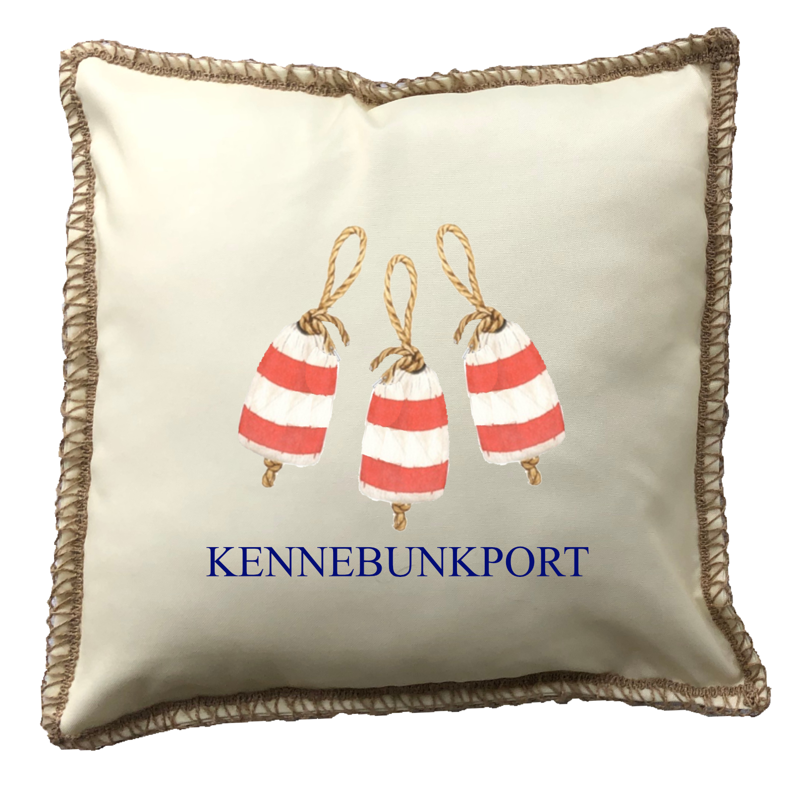 Buoys Custom Name Burlap Lace Trim Linen Weave Pillows Trim. 18" x 18" - Image 3