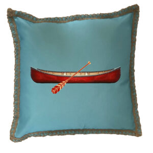 Red Canoe Burlap Lace Trim Linen Weave Pillows Trim. 18″ x 18″