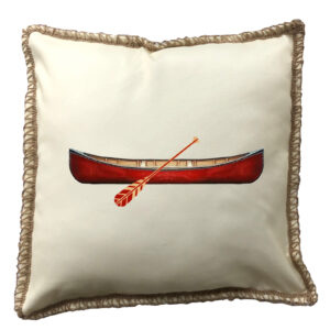 Red Canoe Burlap Lace Trim Linen Weave Pillows Trim. 18″ x 18″