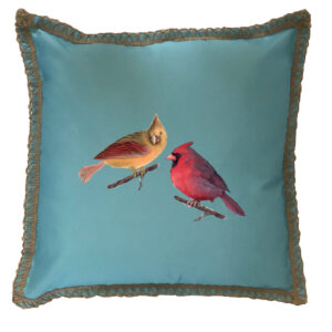Cardinals Burlap Lace Trim Linen Weave Pillows Trim. 18″ x 18″