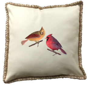 Cardinals Burlap Lace Trim Linen Weave Pillows Trim. 18″ x 18″