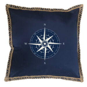 Compass Burlap Lace Trim Linen Weave Pillows Trim. 18″ x 18″