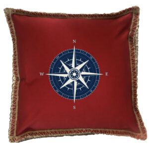 Compass Burlap Lace Trim Linen Weave Pillows Trim. 18″ x 18″