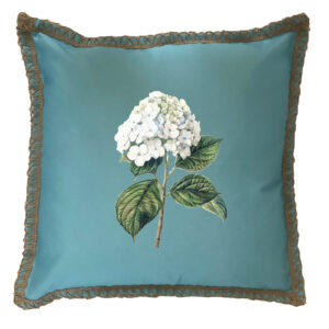 Hydrangea White Burlap Lace Trim Linen Weave Pillows Trim. 18″ x 18″