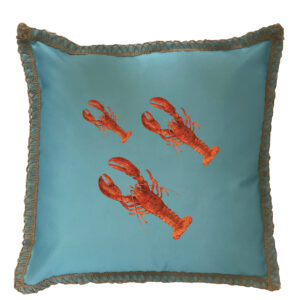 Lobsters Burlap Lace Trim Linen Weave Pillows Trim. 18″ x 18″