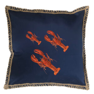 Lobsters Burlap Lace Trim Linen Weave Pillows Trim. 18″ x 18″