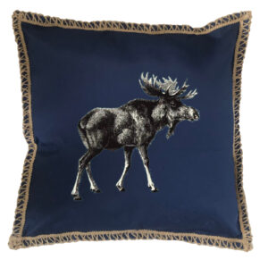 Moose Burlap Lace Trim Linen Weave Pillows Trim. 18″ x 18″