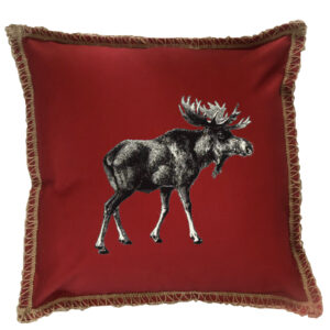 Moose Burlap Lace Trim Linen Weave Pillows Trim. 18″ x 18″