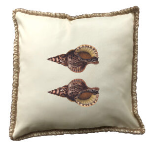 Shell Variation Two Burlap Lace Trim Linen Weave Pillows Trim. 18″ x 18″