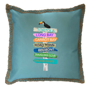 Custom 7 Name Tropical Signs. New Burlap Lace Trim Linen Weave Pillows Trim. 18″ x 18″