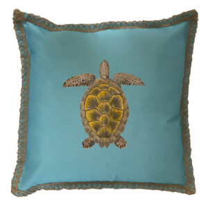 Turtle Burlap Lace Trim Linen Weave Pillows Trim. 18″ x 18″